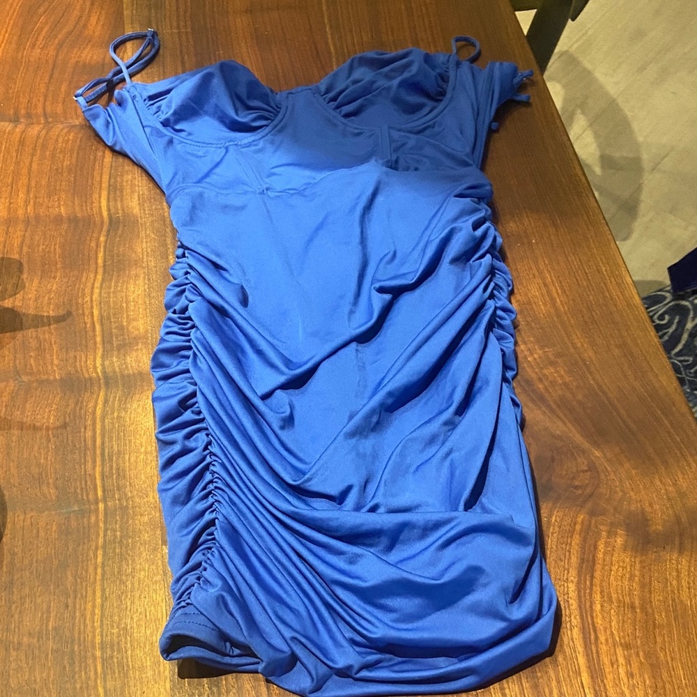 Lucy in the Sky Elegant Blue Ruched Dress